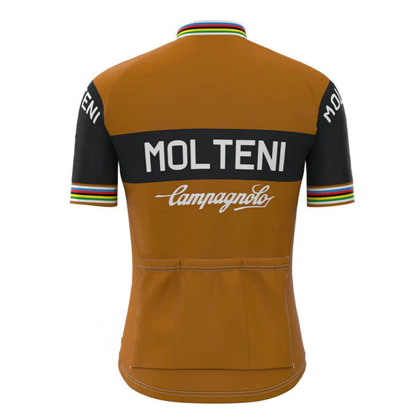 Molteni Brown Black Vintage Short Sleeve Cycling Jersey Top
