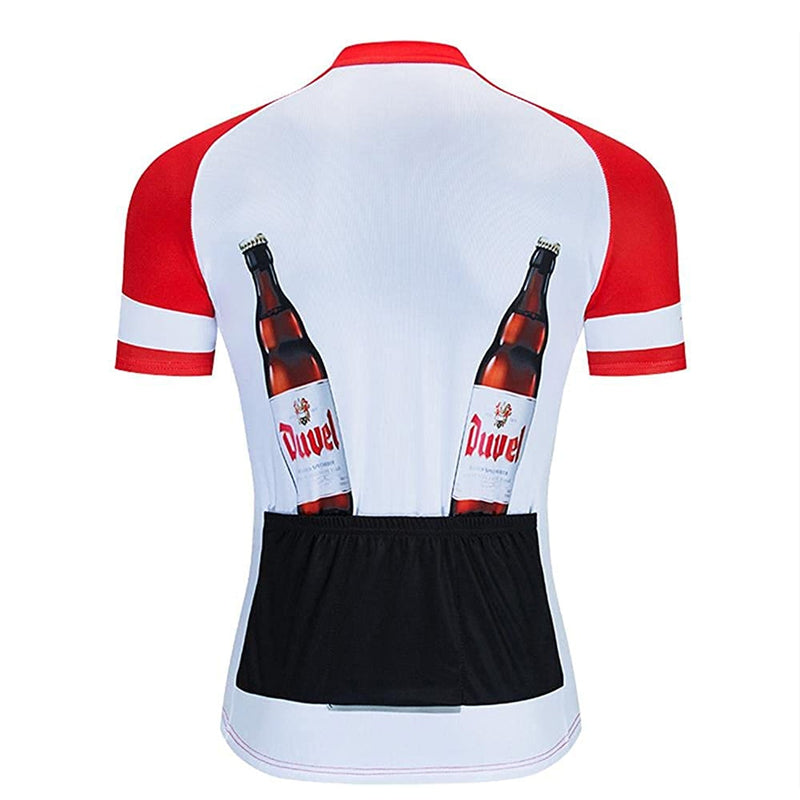 Beer Duvel Red Men Funny MTB Short Sleeve Cycling Jersey Top