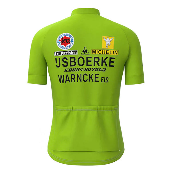 IJsboerke Green Vintage Short Sleeve Cycling Jersey Top