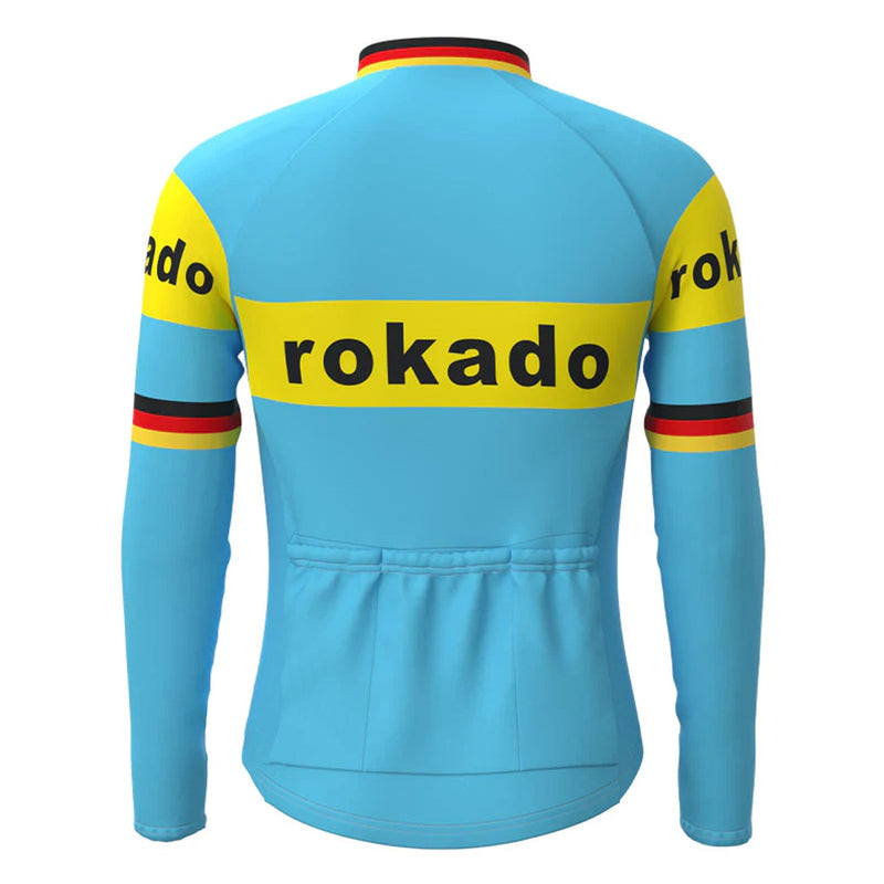 Rokado Blue Vintage Long Sleeve Cycling Jersey Top