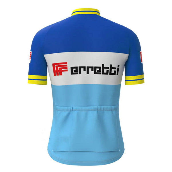 FErretti Blue Vintage Short Sleeve Cycling Jersey Top