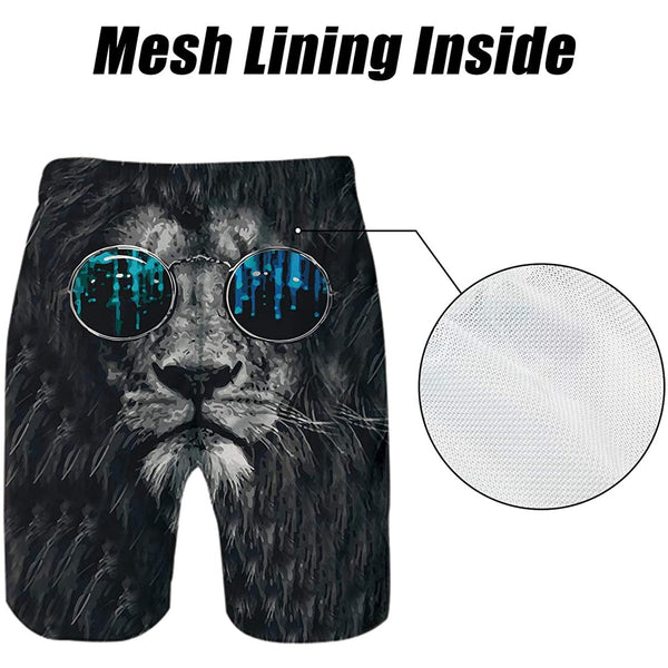 Glasses Lion Funny Swim Trunks