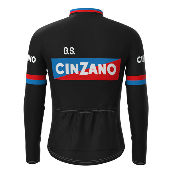 CINZANO Black Vintage Long Sleeve Cycling Jersey Top