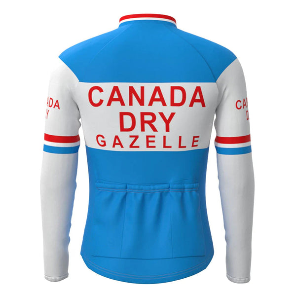 Canada Dry Gazelle Blue Vintage Long Sleeve Cycling Jersey Top