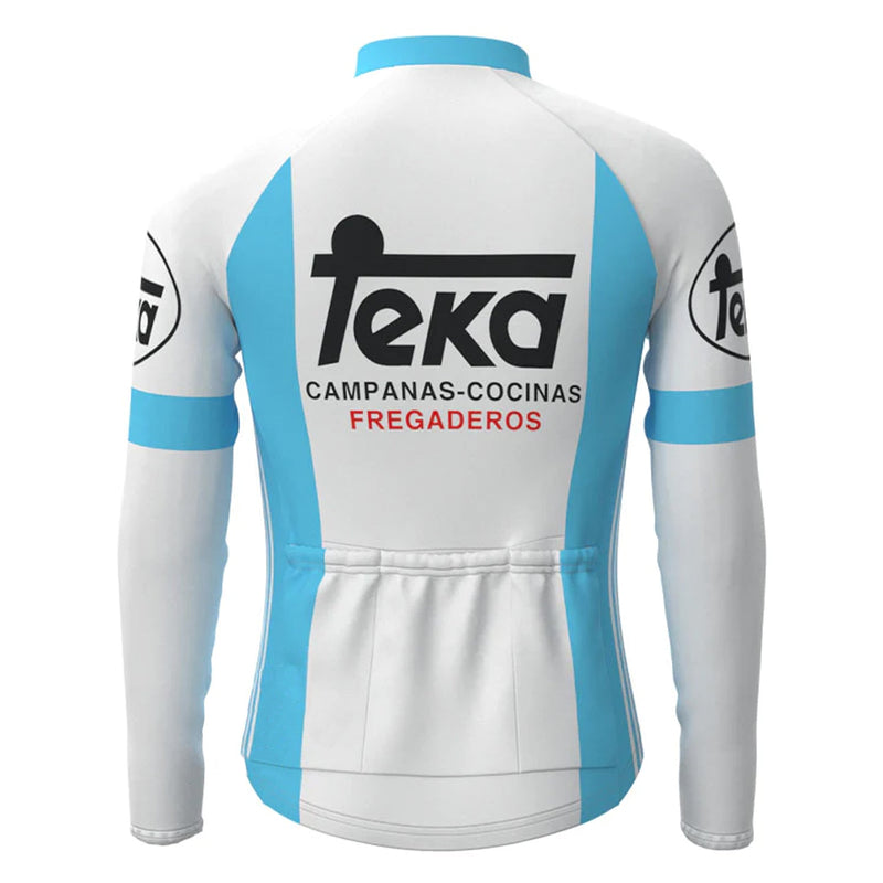 Teka White Vintage Long Sleeve Cycling Jersey Top