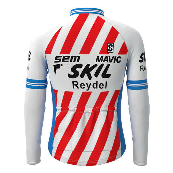 Skil Reydel Sem Mavic Red Stripe Vintage Long Sleeve Cycling Jersey Top