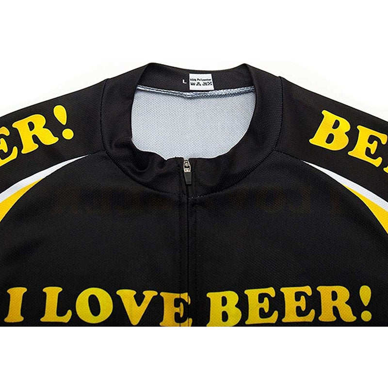 I Love Beer Men Funny MTB Short Sleeve Cycling Jersey Top