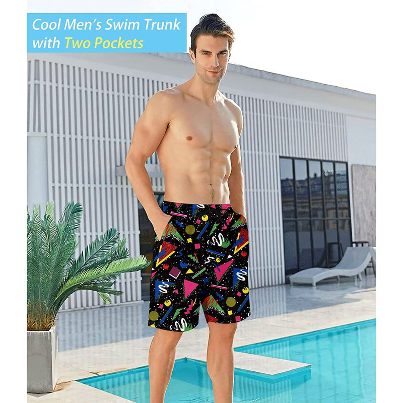Geometry Black Funny Swim Trunks