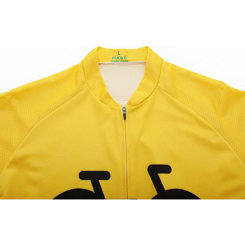 Yellow Short Sleeve Men Funny MTB Short Sleeve Cycling Jersey Top