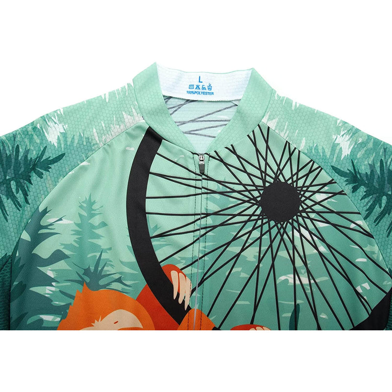 Forest Sloth Men Funny MTB Short Sleeve Cycling Jersey Top