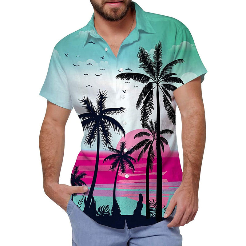 Sunset Palm Tree Funny Hawaiian Shirt