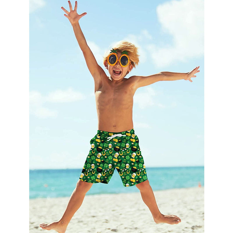 St Patrick's Day Clover  Funny Boy Swim Trunk