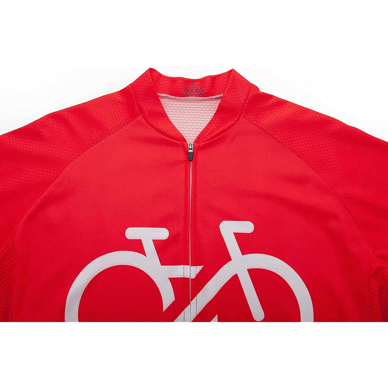 Red Short Sleeve Men Funny MTB Short Sleeve Cycling Jersey Top