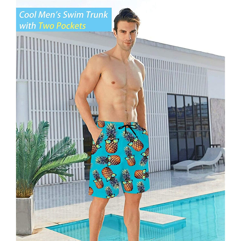 Light Blue Sunglasses Pineapple Funny Swim Trunks