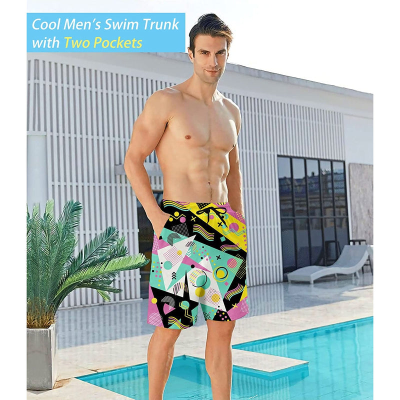Geometry Yellow Funny Swim Trunks