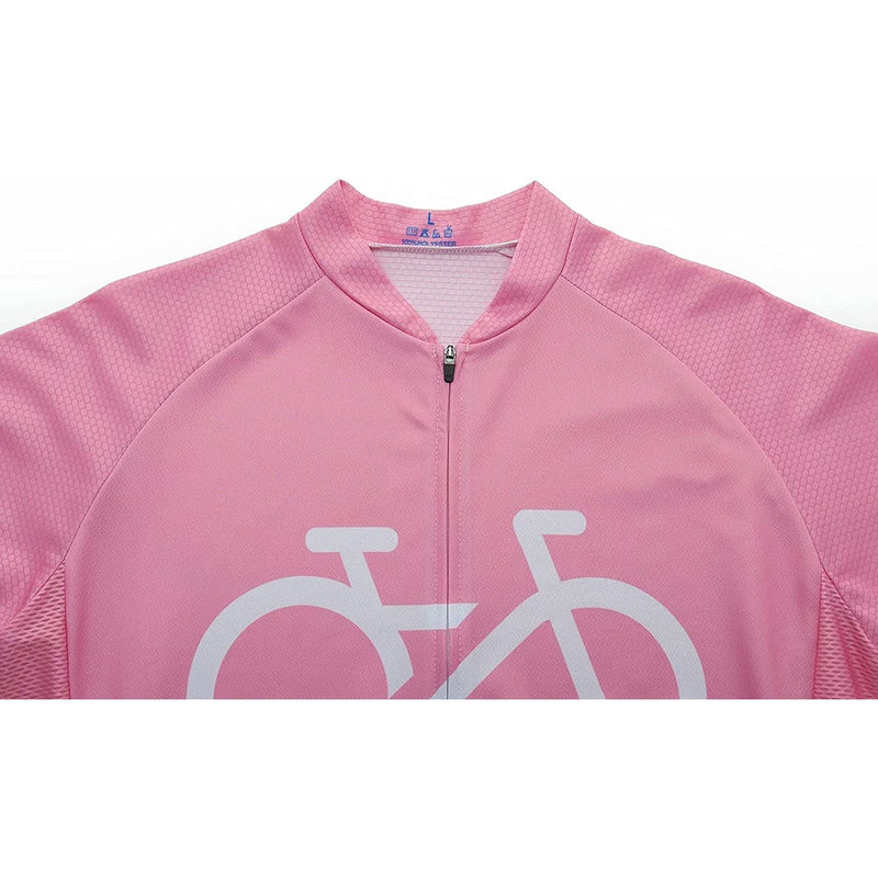 Pink Short Sleeve Men Funny MTB Short Sleeve Cycling Jersey Top