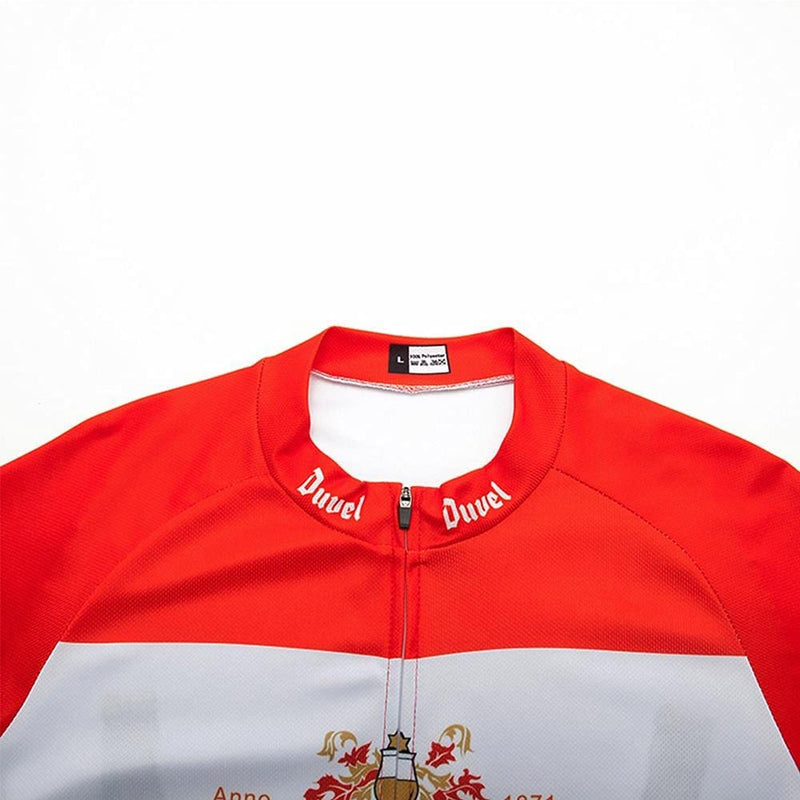 Beer Duvel Red Men Funny MTB Short Sleeve Cycling Jersey Top