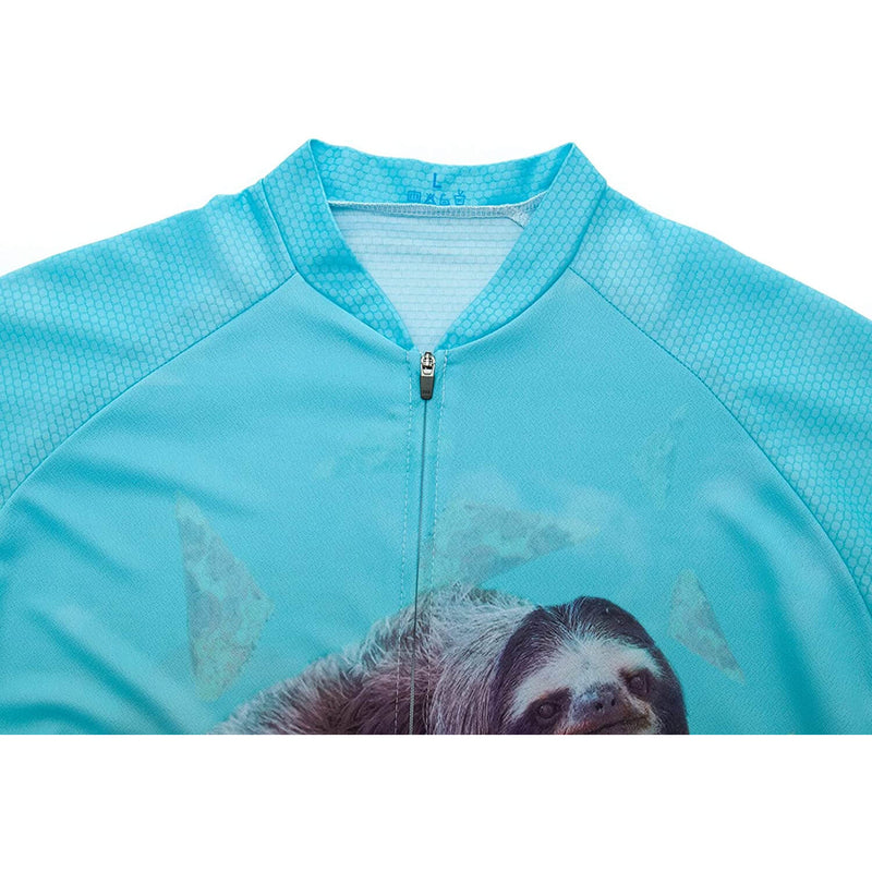 Pizza Sloth Men Funny MTB Short Sleeve Cycling Jersey Top