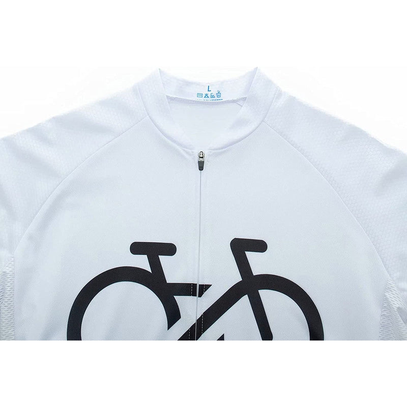 White Short Sleeve Men Funny MTB Short Sleeve Cycling Jersey Top