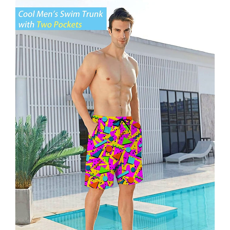 Geometry Pink Funny Swim Trunks