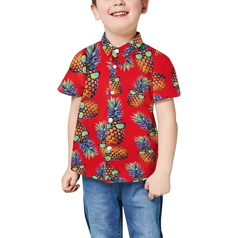 Pineapple Red Funny Toddler Hawaiian Shirt
