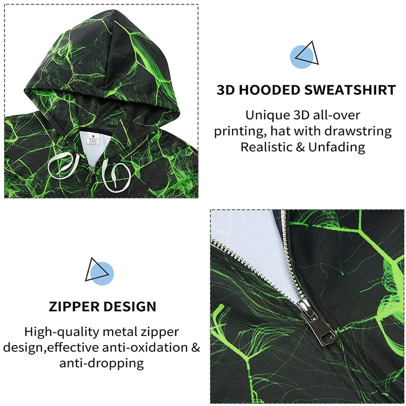 Green Flame Zip Hoodie