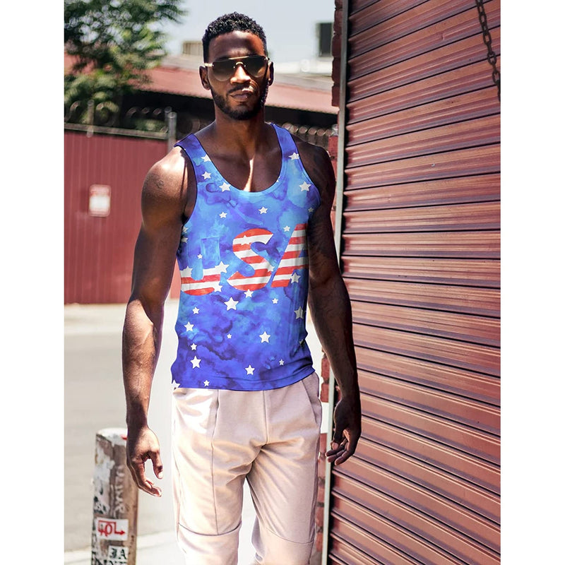 Blue USA Flag Funny Tank Top