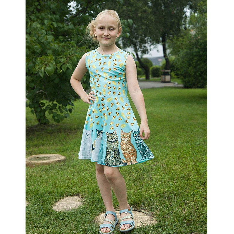 Cat Pizza Cheese Funny Girl Dress