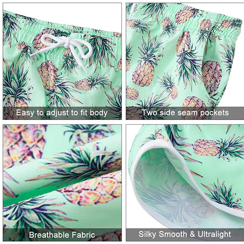 Light Green Pineapple Funny Board Shorts for Women