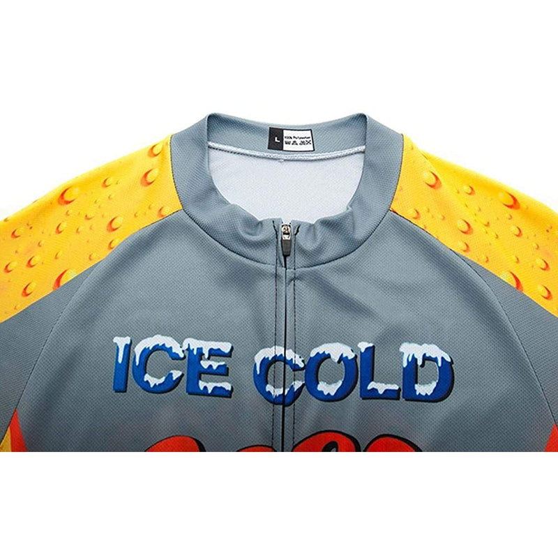 Ice Cold Beer Men Funny MTB Short Sleeve Cycling Jersey Top