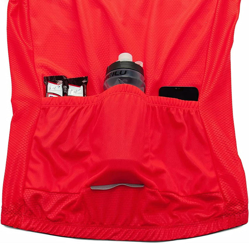 Red Short Sleeve Men Funny MTB Short Sleeve Cycling Jersey Top