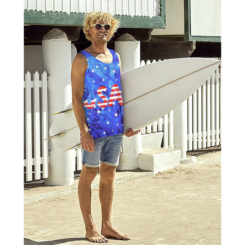 Blue USA Flag Funny Tank Top