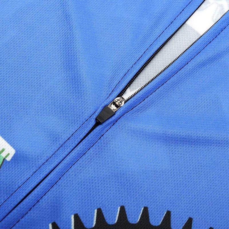 Beer Gearwheel Blue Men Funny MTB Short Sleeve Cycling Jersey Top