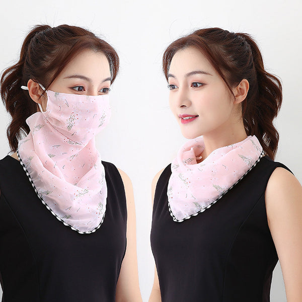 Lilac Pink Bandana Scarf With Ear Loops