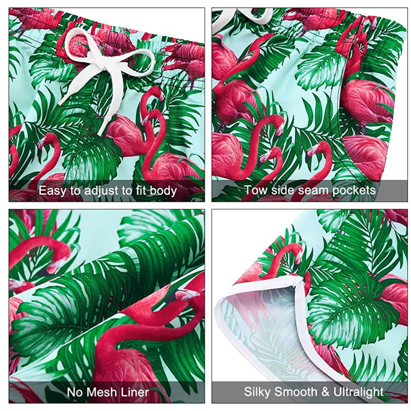 Palm Leaf Flamingos Funny Board Shorts for Women