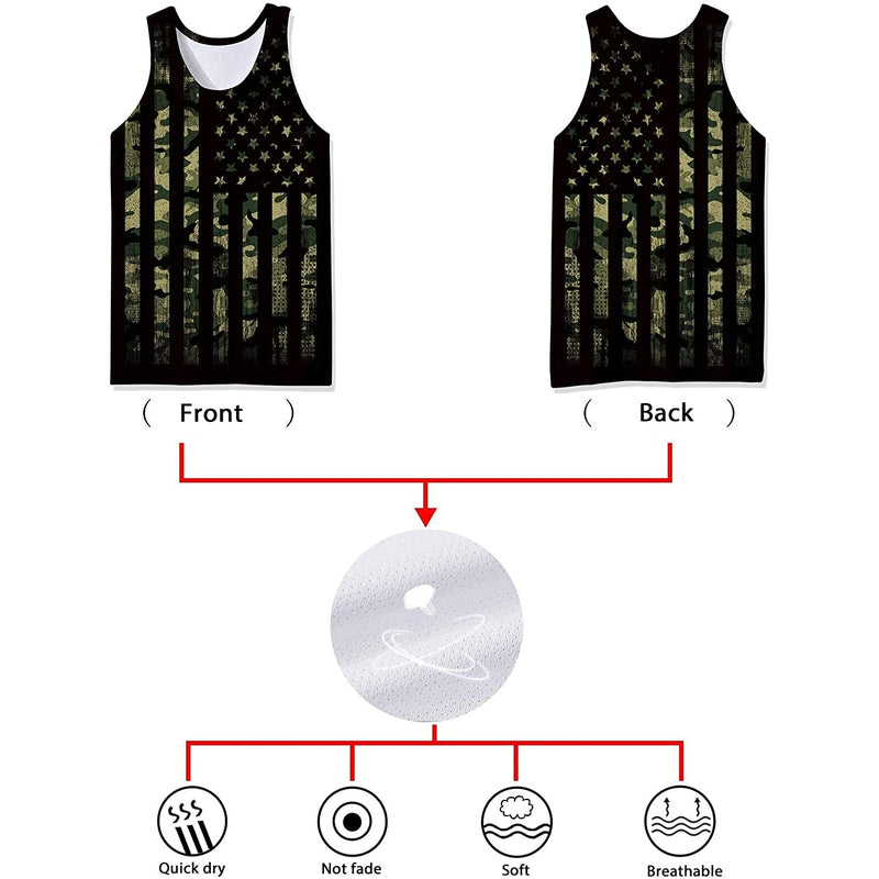 Dark Gray American Flag Funny Tank Top