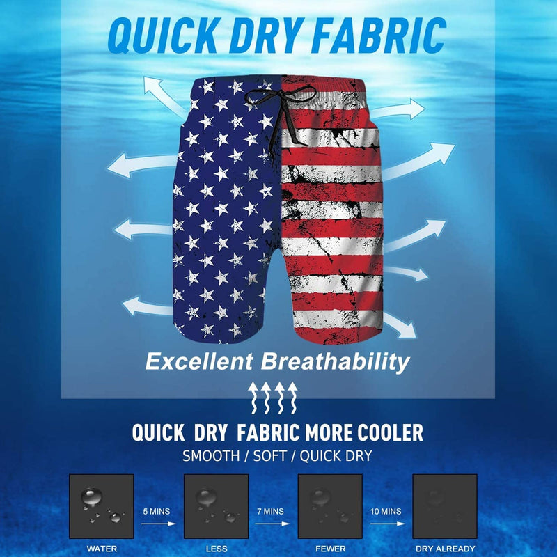 American Flag Funny Swim Trunks