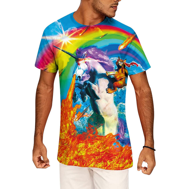 Cat Riding Unicorn Funny T Shirt