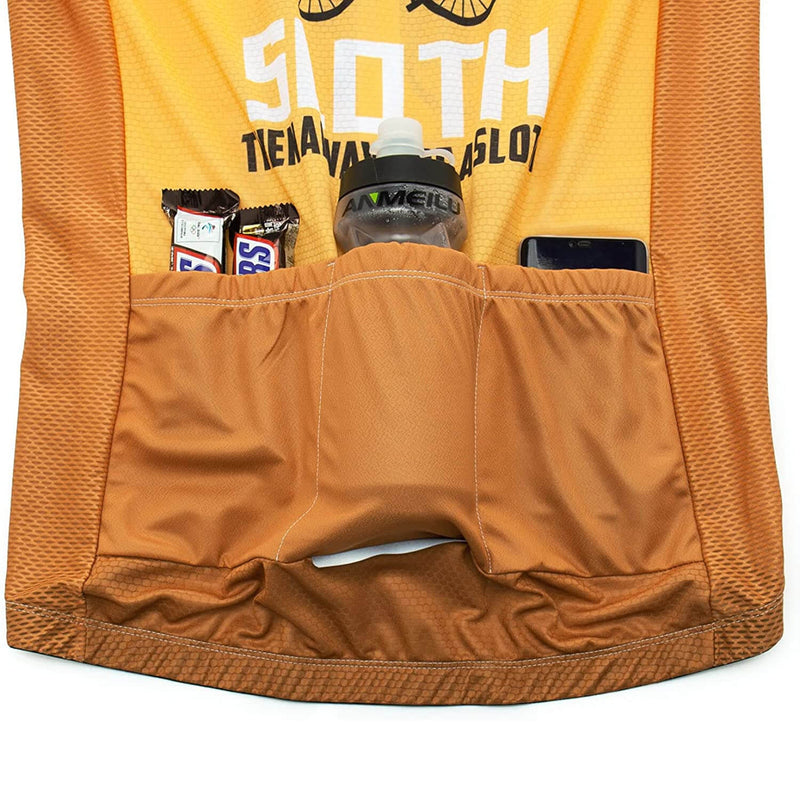 Hard Work Sloth Men Funny MTB Short Sleeve Cycling Jersey Top