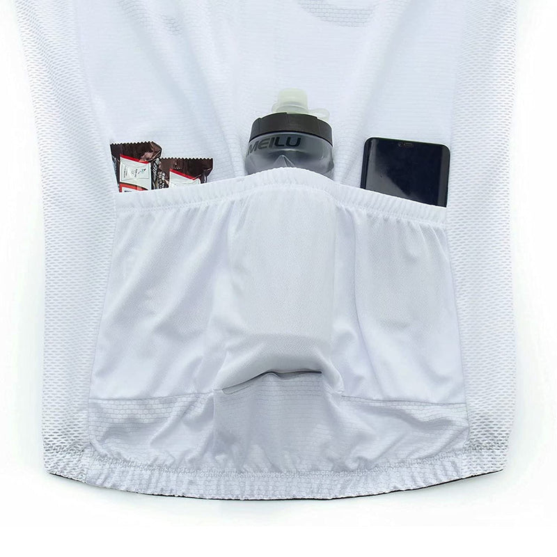 White Short Sleeve Men Funny MTB Short Sleeve Cycling Jersey Top