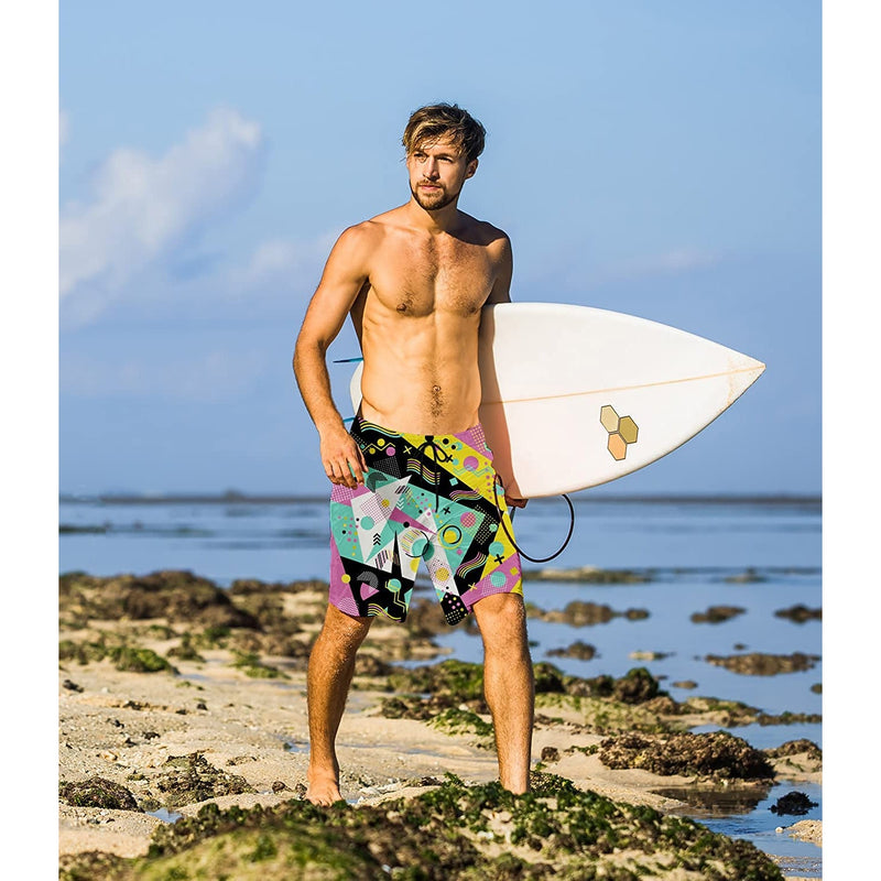 Geometry Yellow Funny Swim Trunks