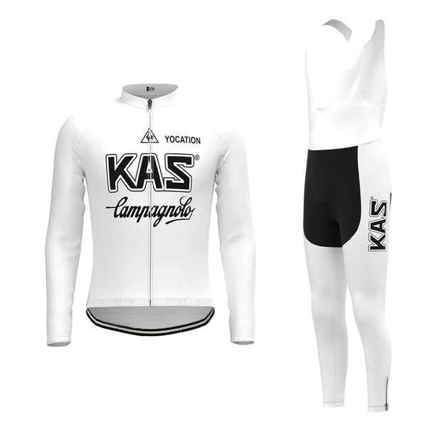 KAS White Vintage Long Sleeve Cycling Jersey Matching Set