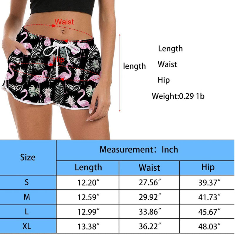 Pineapple Flamingos Funny Board Shorts for Women
