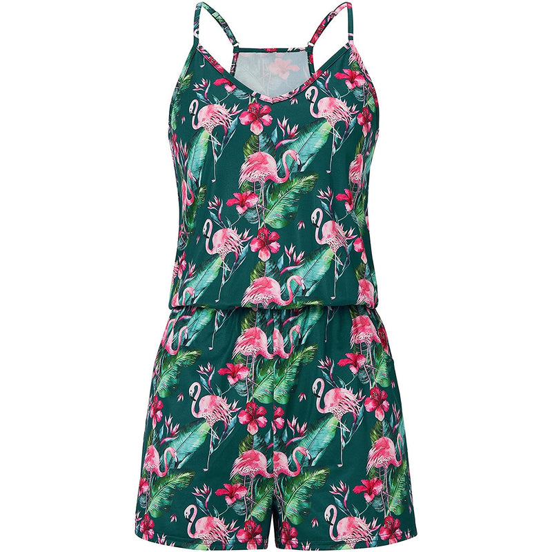 Floral Flamingo Funny Romper for Women