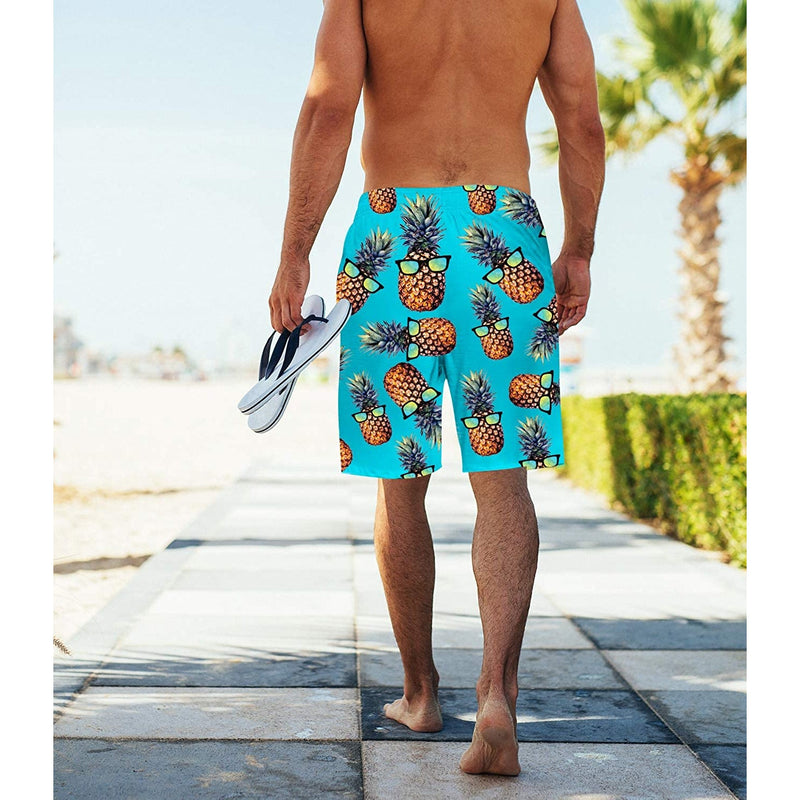 Light Blue Sunglasses Pineapple Funny Swim Trunks