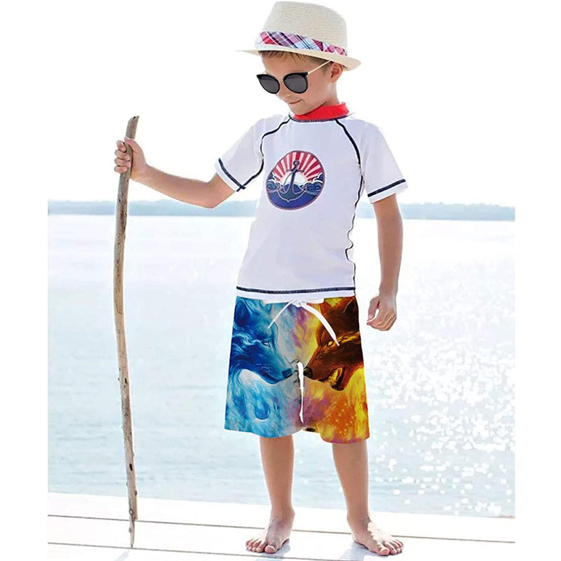 Ice & Fire Wolf Funny Boy Swim Trunk