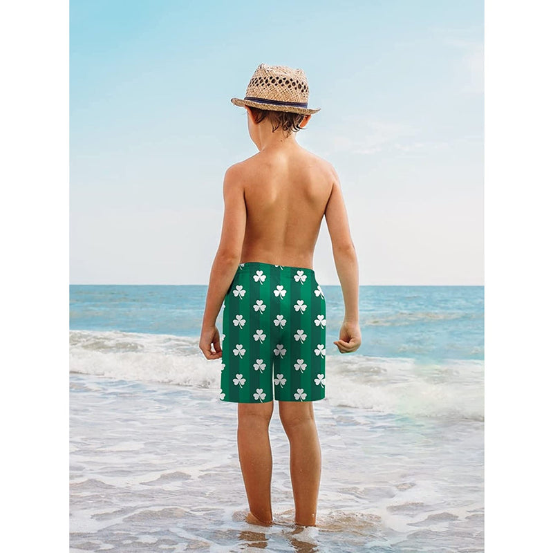 Green St Patrick's Day Clover Funny Boy Swim Trunk