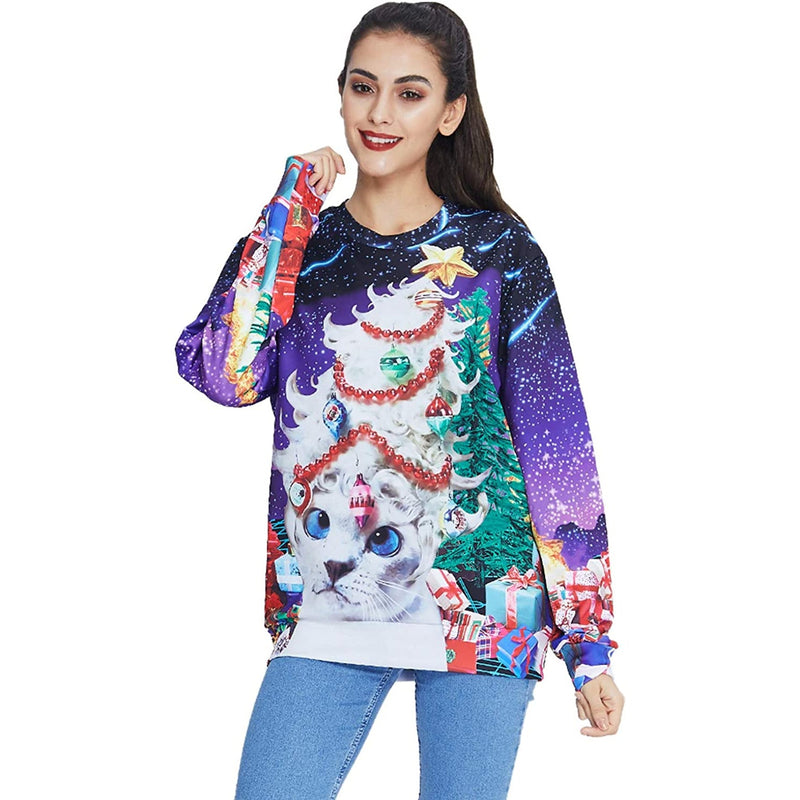 Christmas Tree Cat Ugly Christmas Sweater