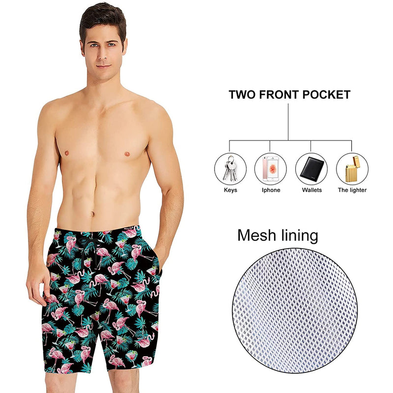 Pink Flamingo Funny Swim Trunks