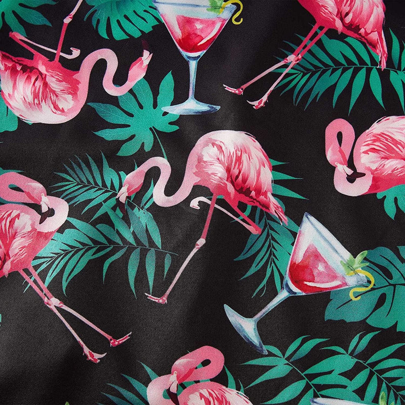 Pink Flamingo Funny Hawaiian Shirt with Palm Leaf